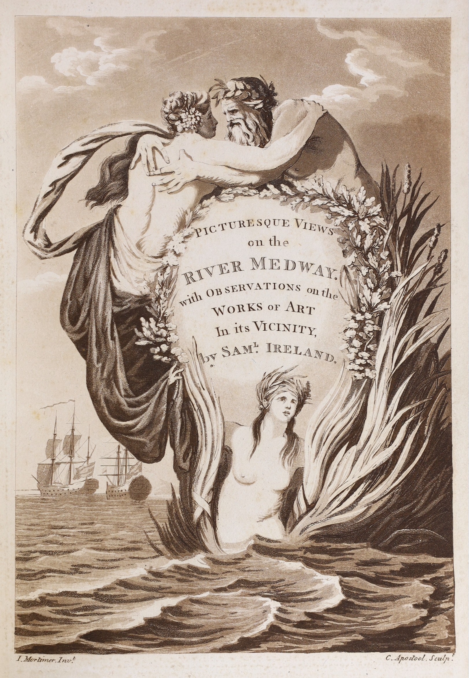 KENT: Ireland, Samuel - Picturesque Views on the River Medway, from the Nore to the Vicinity of its Source in Sussex ... pictorial engraved and printed titles, map and 28 plates, text illus.; old calf (distressed), gilt-